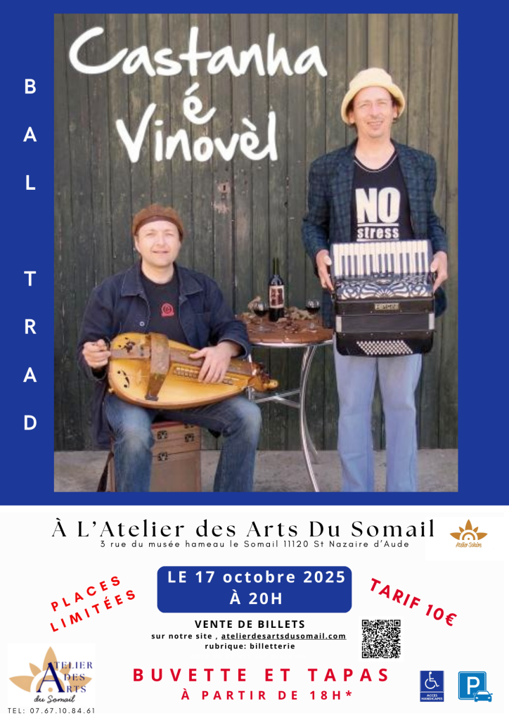 Castanha é Vinovèl, duo de musicaïres biterrois créé en l’an 2007. Ils puisent des chansons et des airs à danser dans le répertoire traditionnel occitan. Vielle à roue, accordéon, chants et rythmes se combinent pour offrir un son dans le plus pur esprit du balèti populaire. Castanha é Vinovel incitent et invitent à la danse le public, toutes générations confondues.